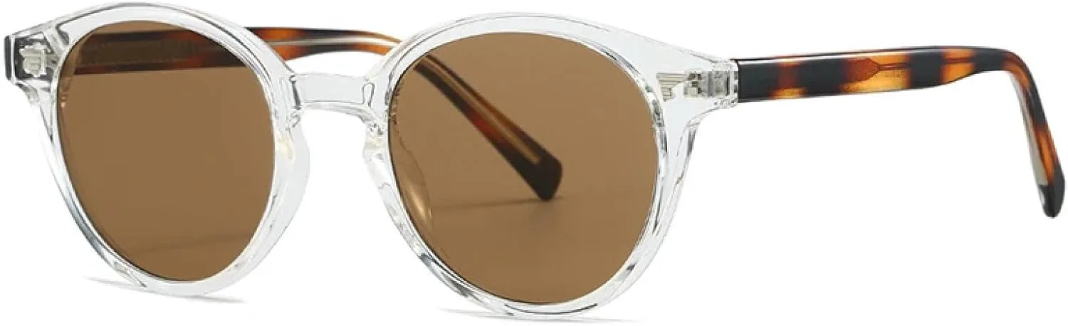 

Солнцезащитные очки с защитой от УФ-излучения UV400 для женщин и мужчин | Круглые панк-заклепки | для занятий спортом на открытом воздухе DSVIGF, Clear Amber Tea