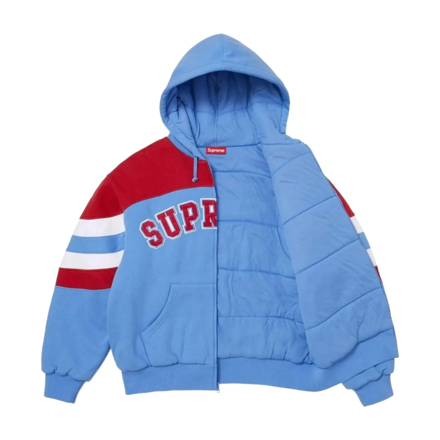Толстовка Supreme SS26 на молнии с капюшоном, светло-голубая — фото 2