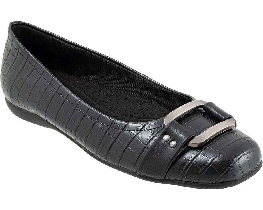 Женские балетки Trotters Sizzle Signature T1251-011, размер 11, черные, кожаные, без застежек, FZP418