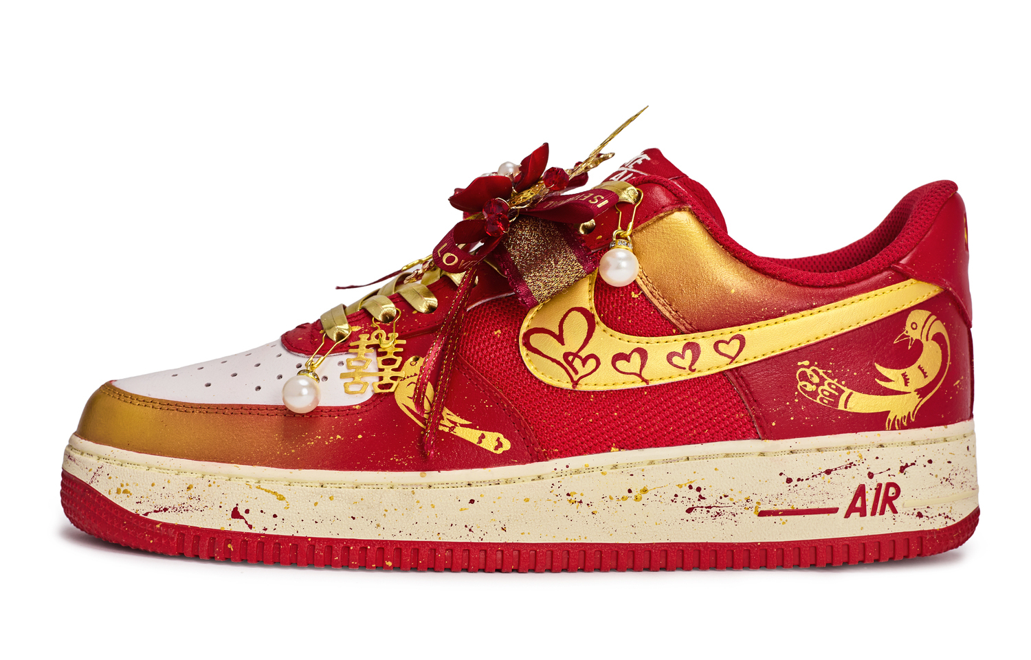 

Nike Air Force 1 Walking Planet, Double Magpie Brings Joy низкие кроссовки для скейтбординга Unisex красный белый золотой