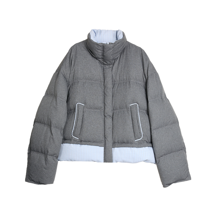 

ELLE Пуховик Women's Dark Gray Stand Collar Moderate Puffer