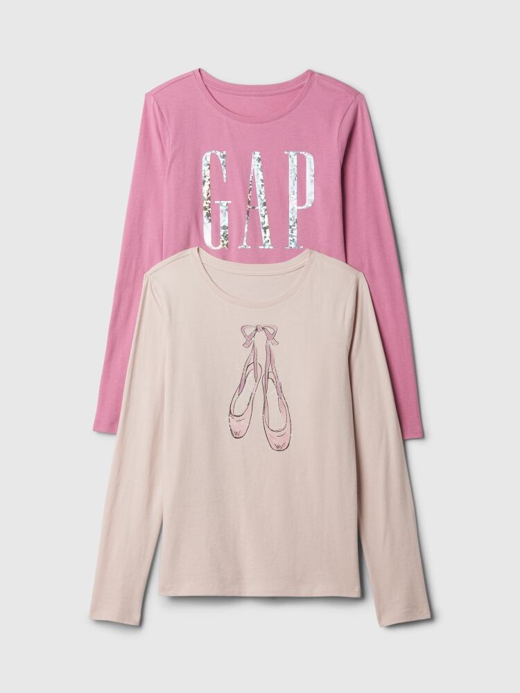 

Детская хлопковая футболка, 2 шт. Gap, розовый
