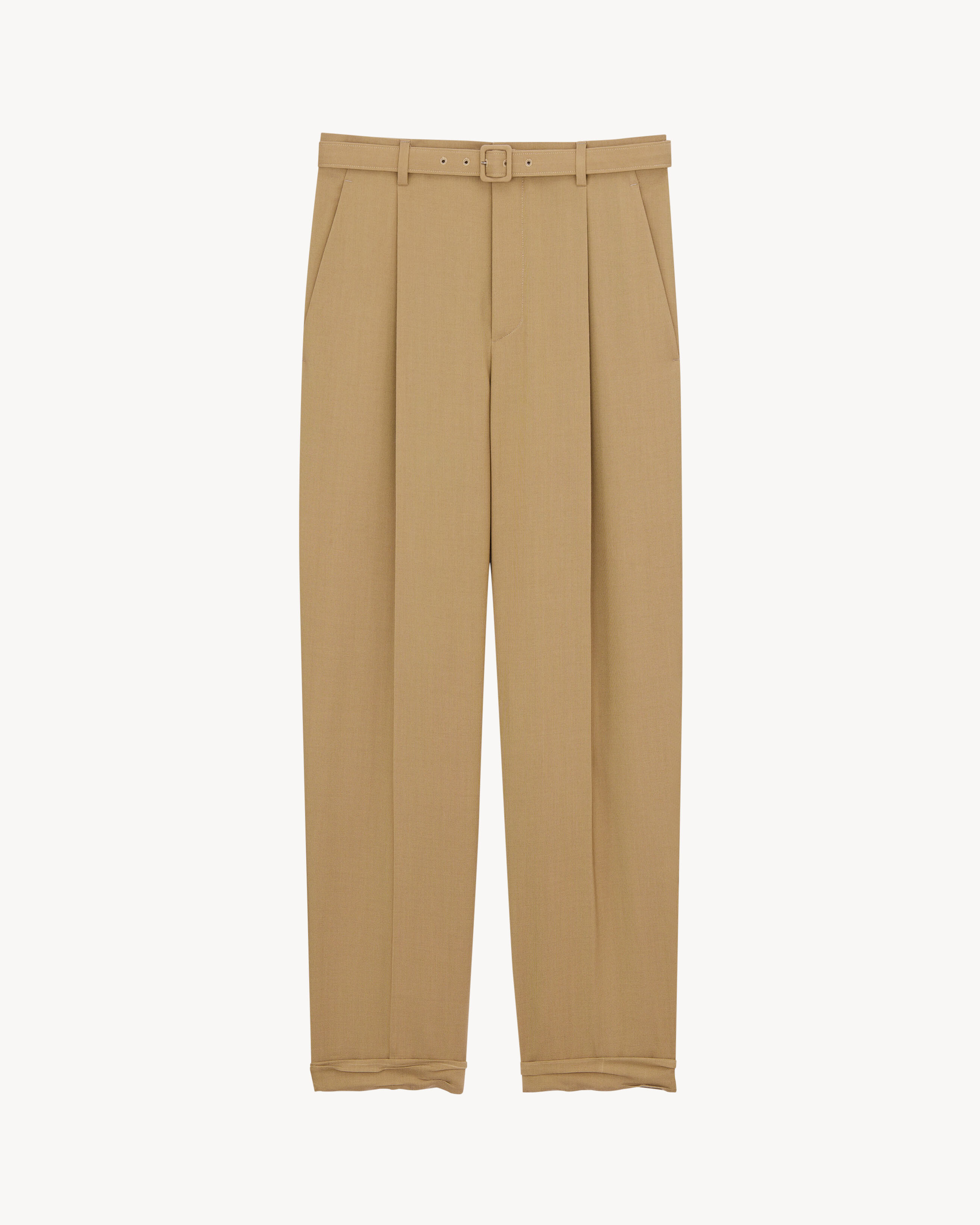 

Брюки облегающего кроя из шерсти и мохера SAINT LAURENT, бежевый