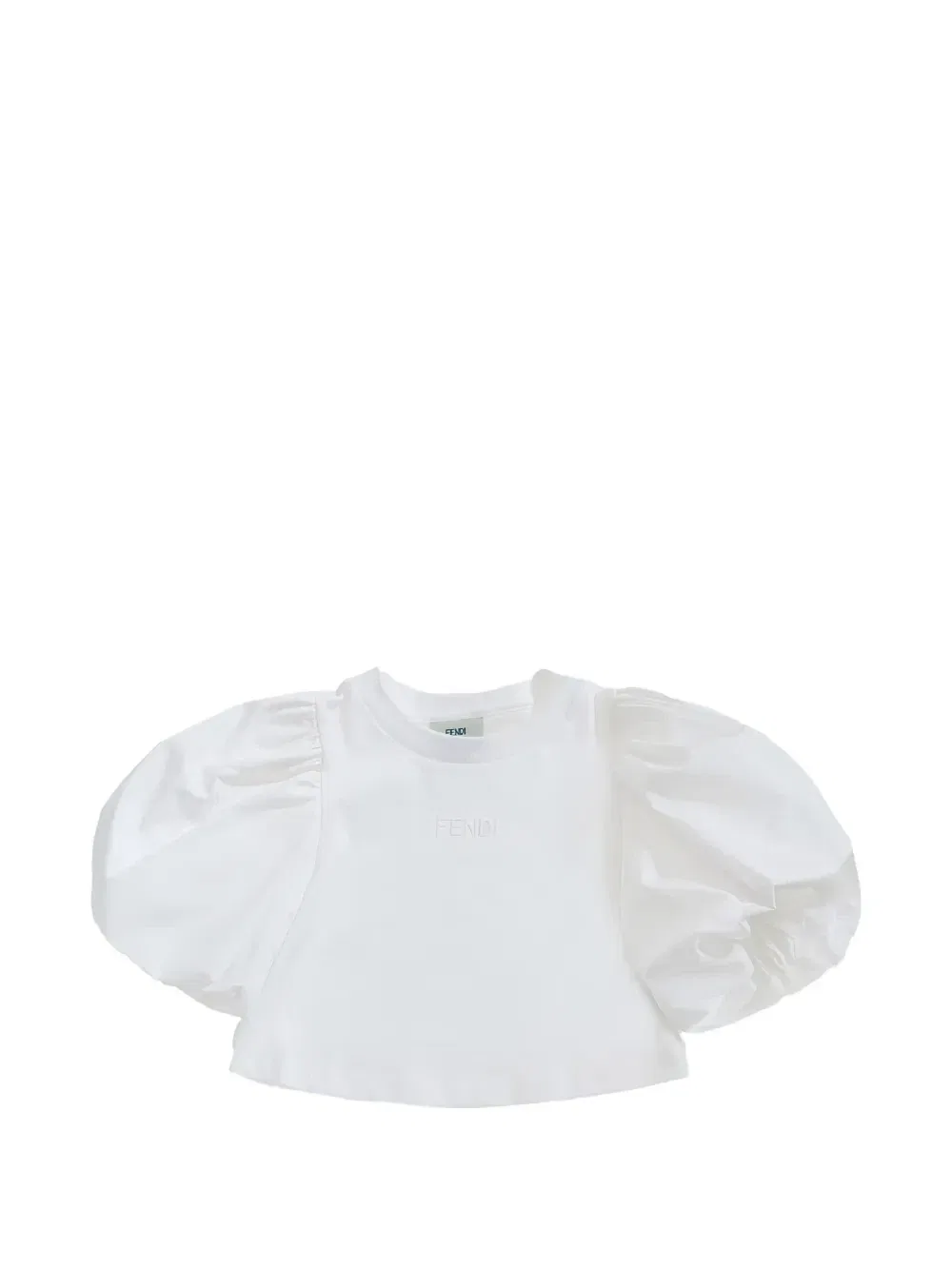 Футболка с логотипом с вышивкой и рукавами-фонариками Fendi Kids, белый