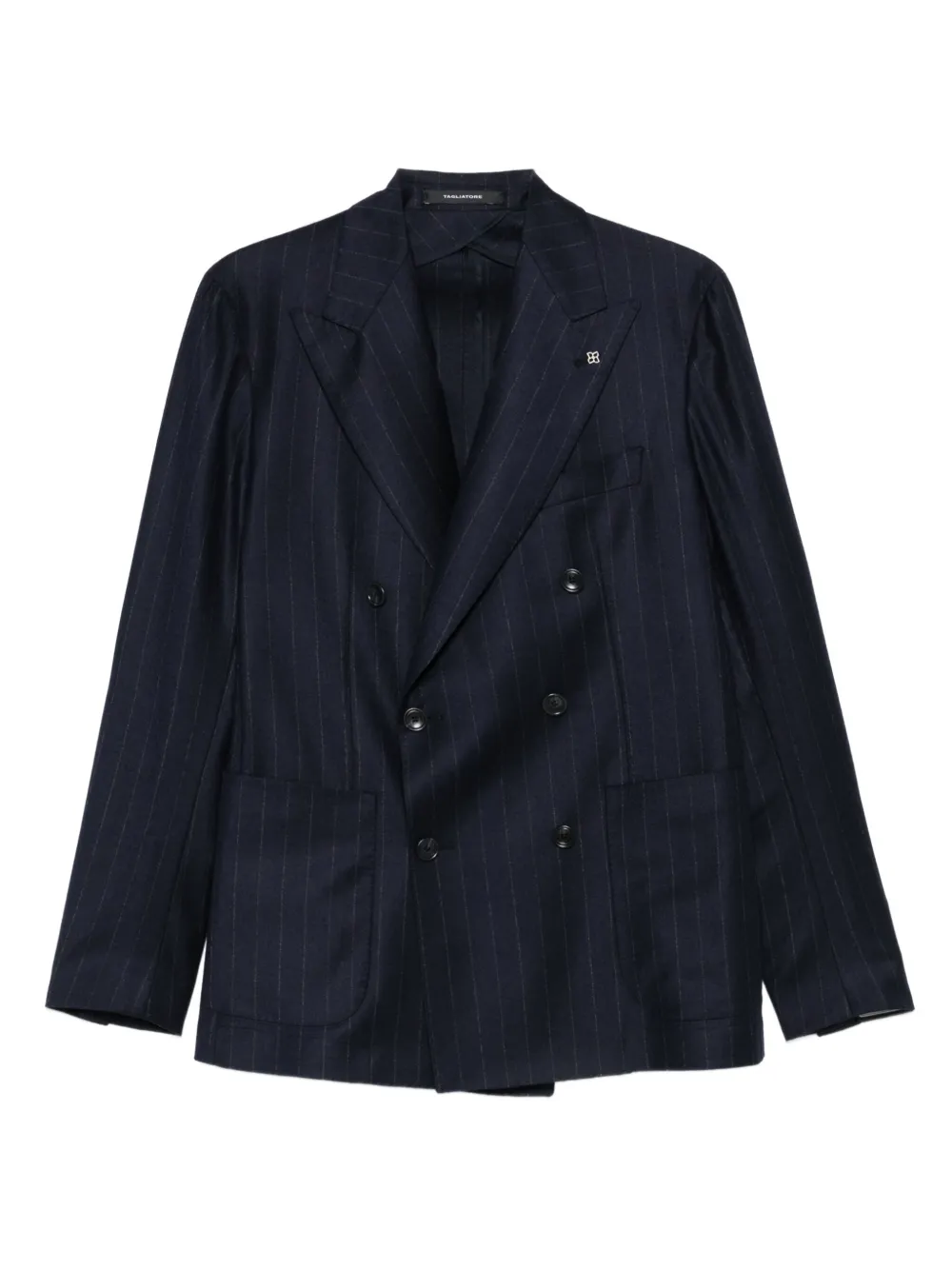 

Двубортный блейзер с принтом в тонкую полоску TAGLIATORE, синий