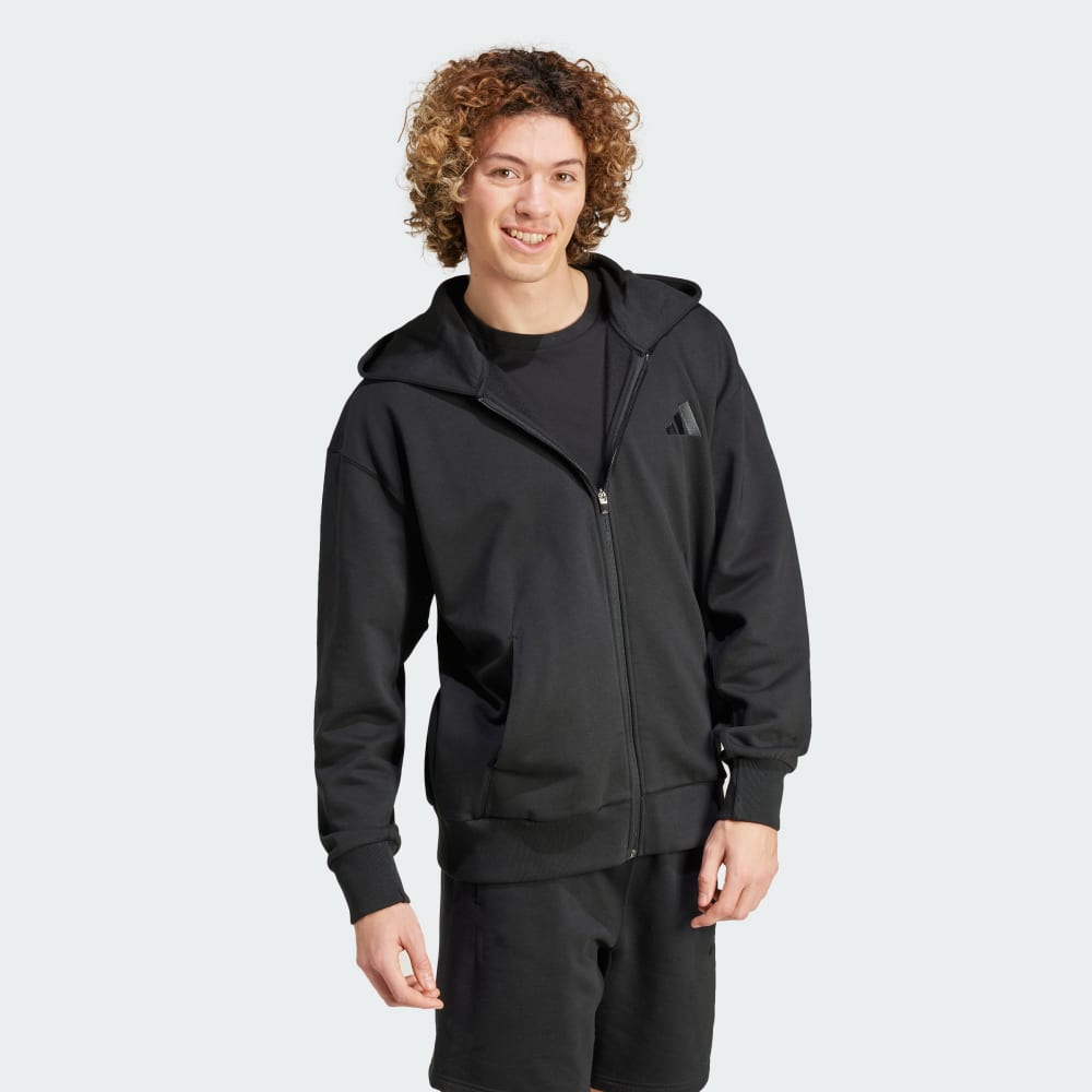 Худи Adidas ALL SZN Fleece Full-Zip Hoodie, черный — фото 3