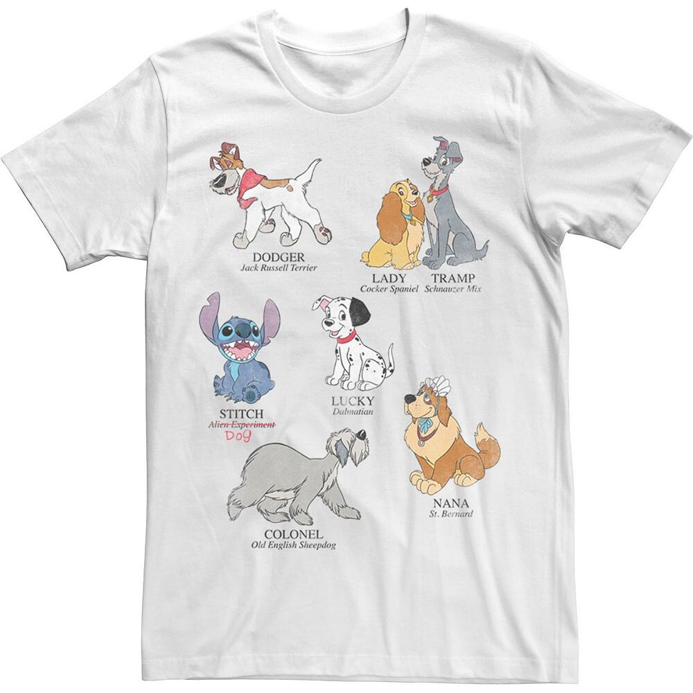 

Мужская футболка Disney's Dog Breeds Animal Licensed Character, белый
