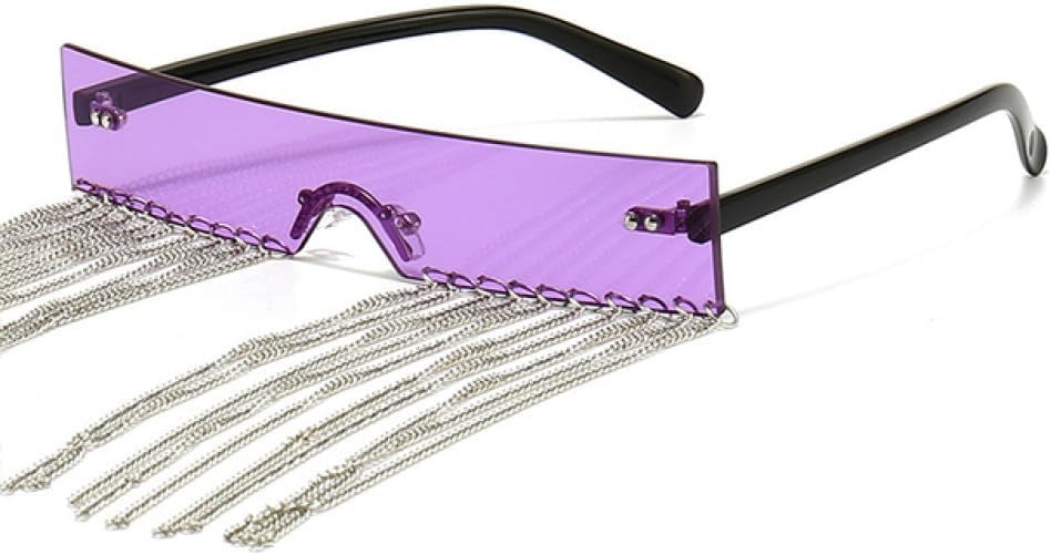 

Женские солнцезащитные очки без оправы с кисточками, конфетного цвета, цельные солнцезащитные очки, модные женские очки без оправы, защита от УФ-излучения UV400 WNCKSQ, Purple