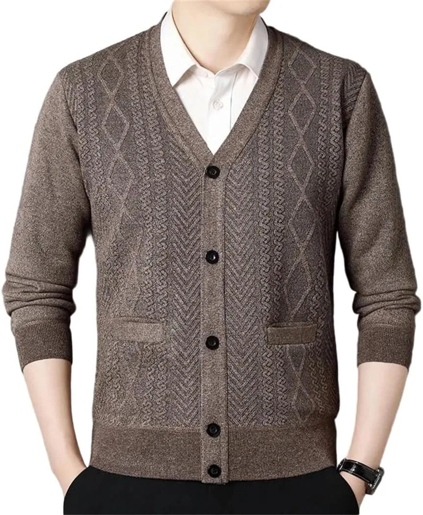 

Мужской кардиган V-образного выреза на пуговицах