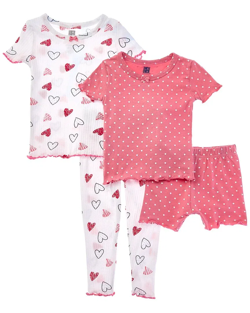 Комплект мягкой ребристой пижамы Only Boys из 4 предметов, розовый