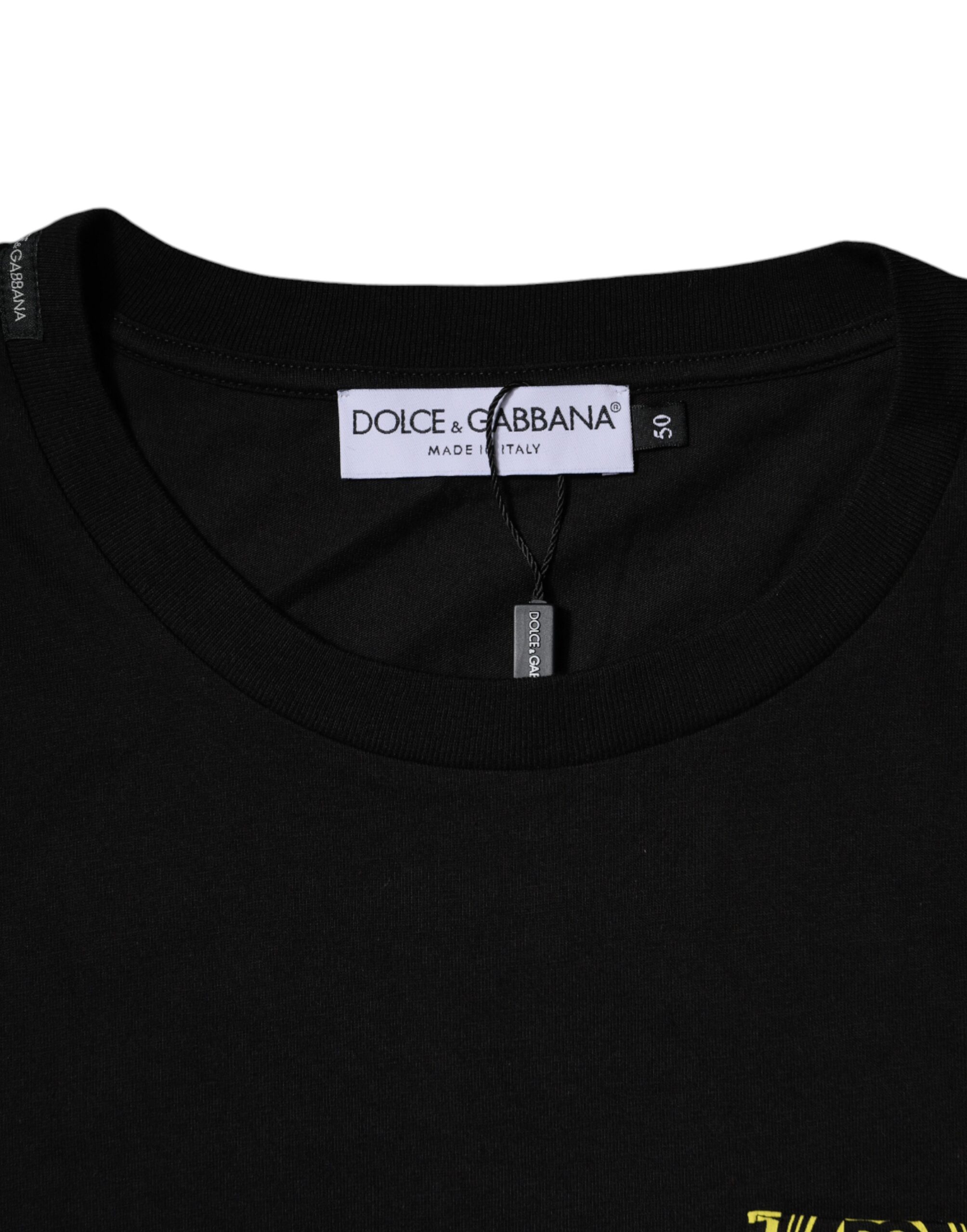 Черная хлопковая футболка с коротким рукавом и принтом логотипа Dolce & Gabbana — фото 3