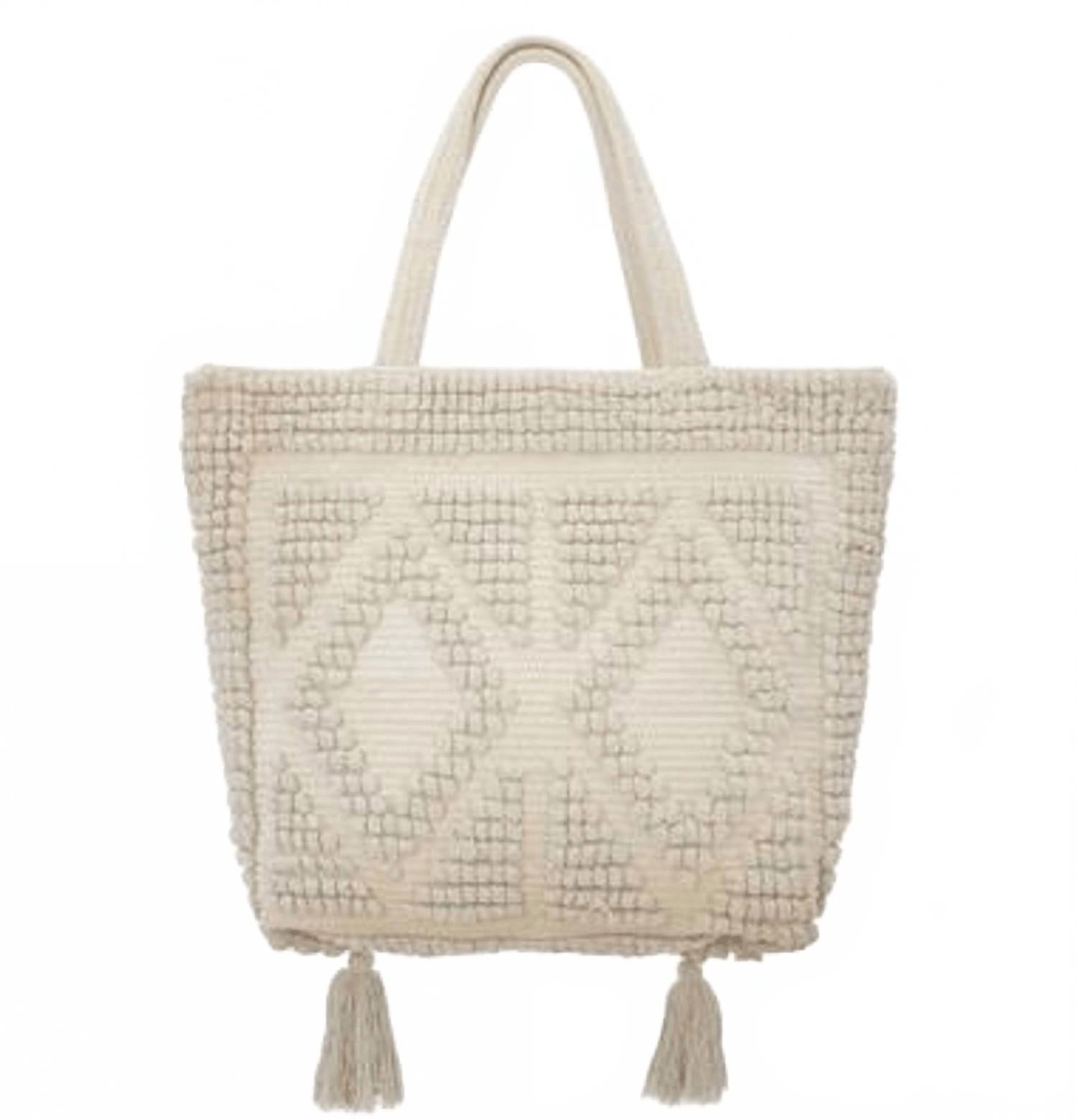 

Сумка Ibiza Tassel Tote в цвете слоновая кость Guadalupe Design