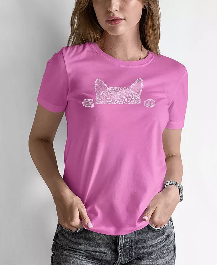 

Женская футболка Word Art Peeking Cat LA Pop Art, розовый