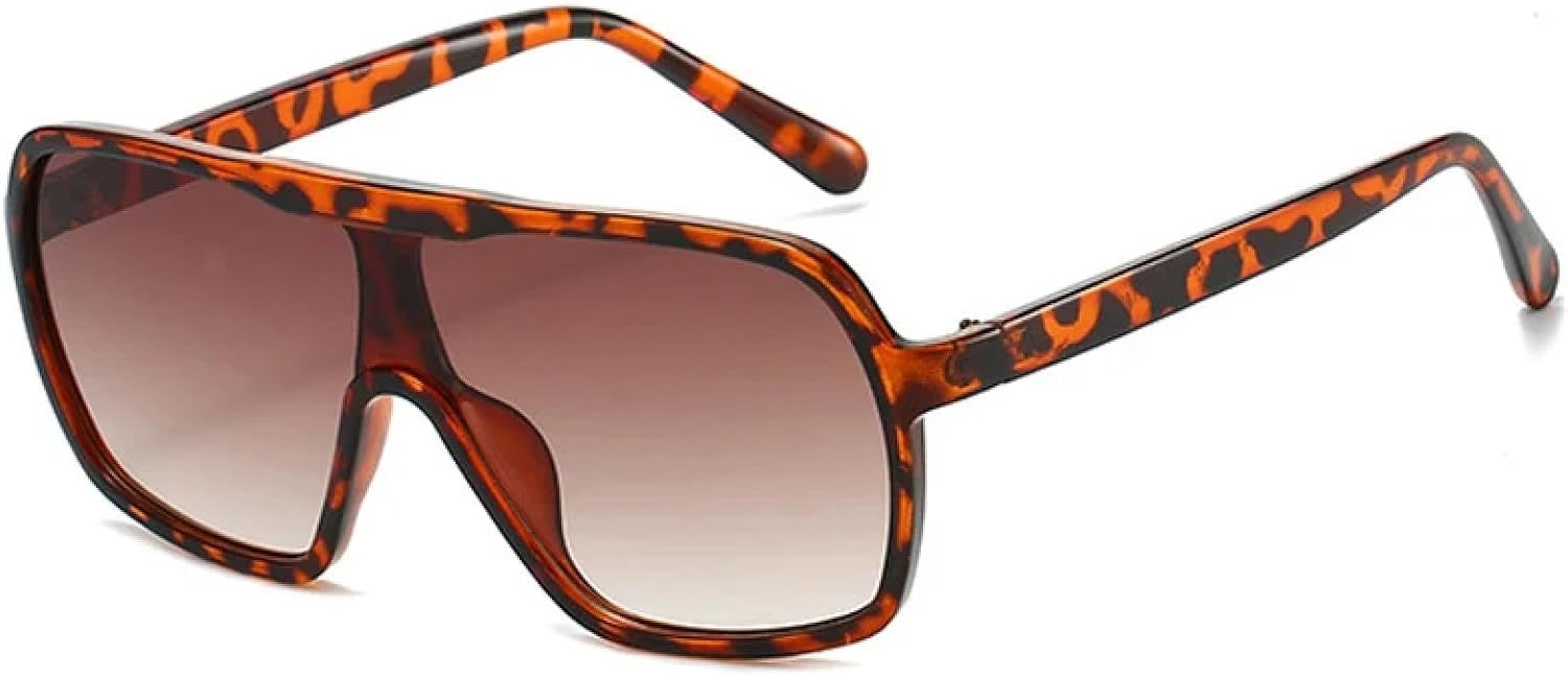 

Модные солнцезащитные очки в крупной оправе, цельные, для женщин и мужчин, класса люкс, для активного отдыха, спорта и вождения, защита от УФ-излучения UV400 TKKTLLT, Leopard Tea