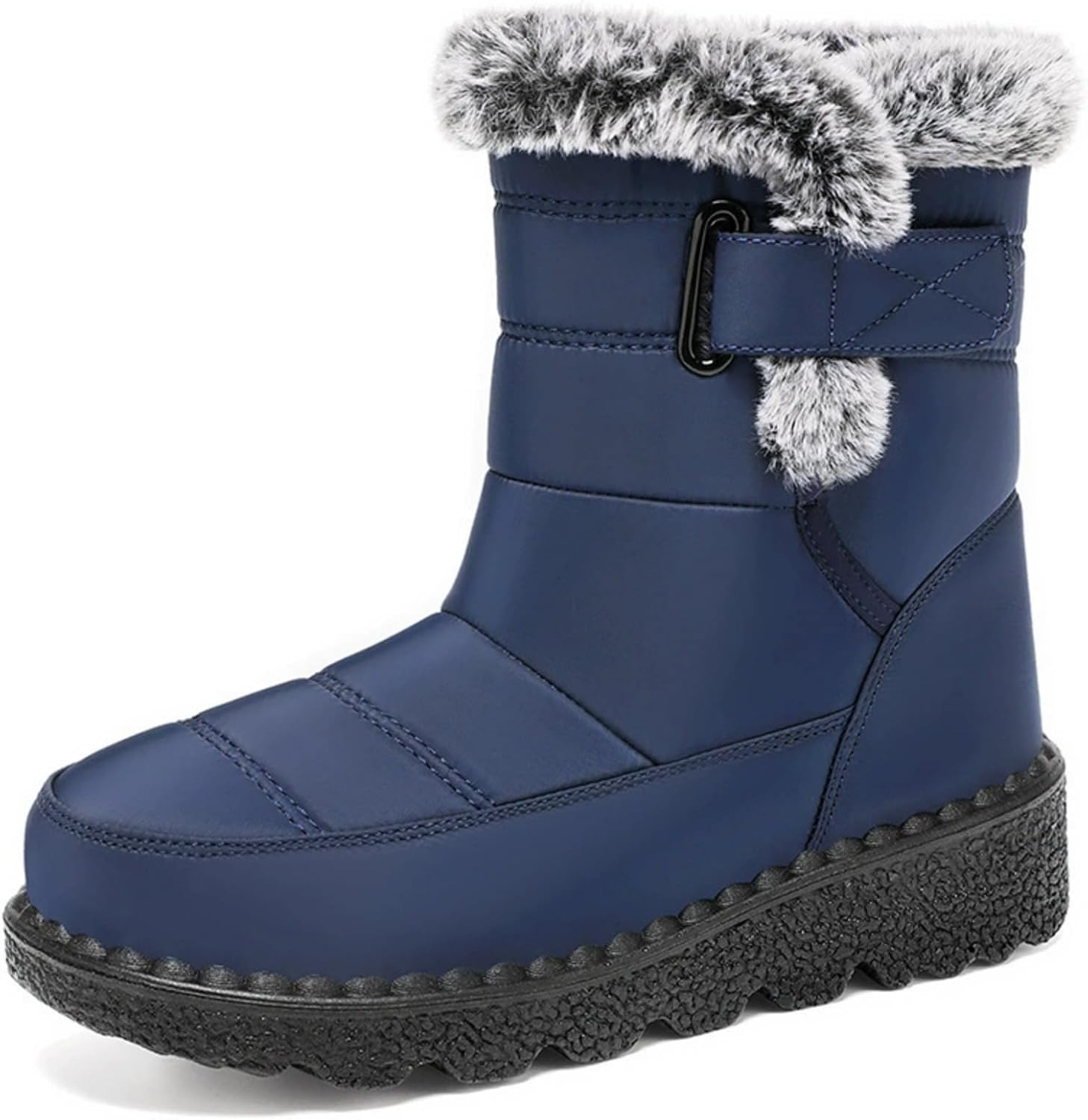 

Женские зимние снегоступы с теплой меховой подкладкой, средние по голенище, удобные, нескользящие, для прогулок на улице, водонепроницаемые, с легким надеванием, комфортная термообувь, легкие ботинки Toumov, синий