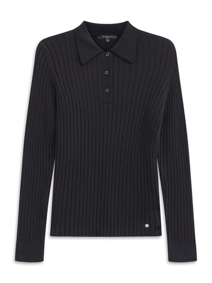 

Bugatti Вязаная рубашка-поло с длинными рукавами, цвет 290-черный