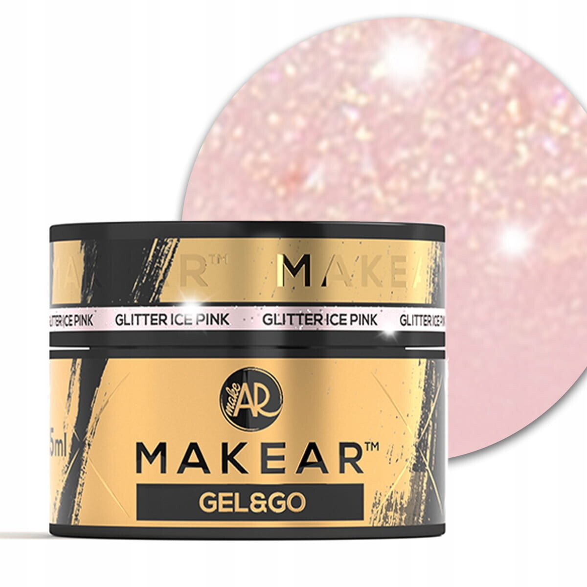 

Makear Gel&Go, Гель для наращивания ногтей, GG21 Ice Pink Glitter, 15 мл
