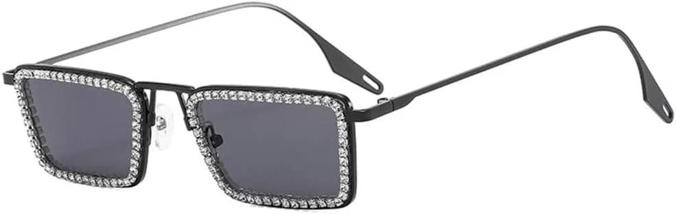 

Солнцезащитные очки MUTYNE Diamond, маленькие прямоугольные, женские, в металлической оправе, с кристаллами, прозрачными линзами, украшенные стразами, Black Black