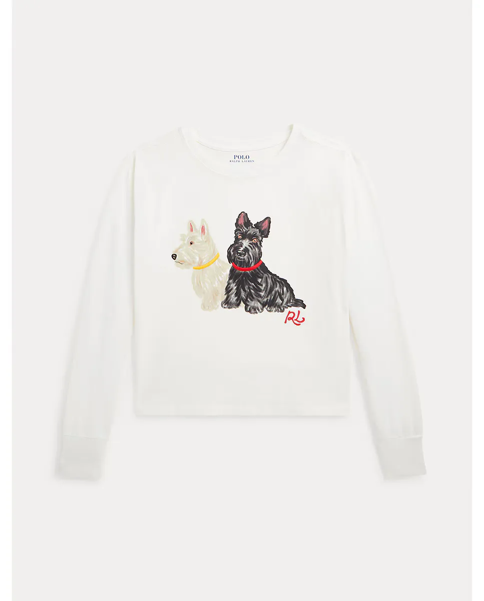 

Белая хлопковая футболка для девочки Polo Ralph Lauren, белый