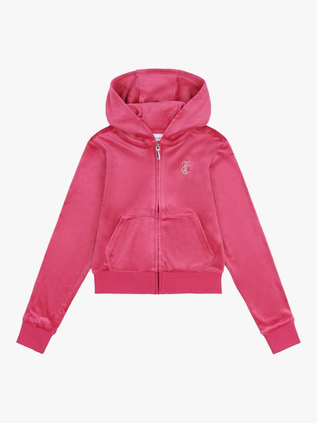 Детская худи с молнией и стразами mini diamante Juicy Couture, Sangria — фото 4