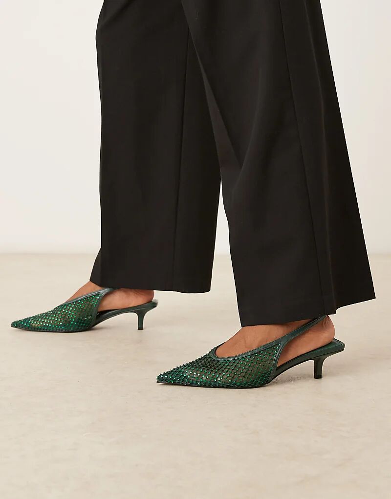 Туфли ASOS DESIGN Sydney на каблуке-рюмочке зеленого цвета с отделкой — фото 3