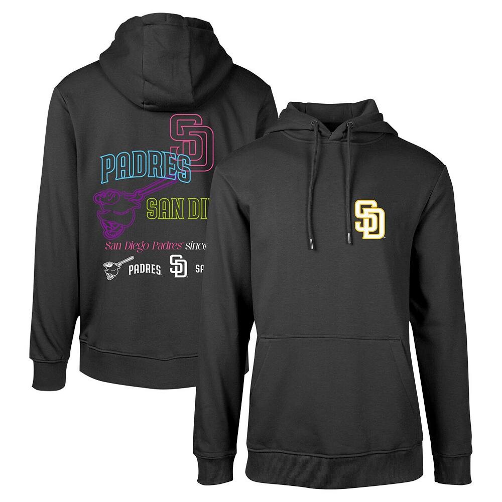 

Мужской черный пуловер с капюшоном San Diego Padres Podium Podium Vintage Levelwear, цвет Pad Black