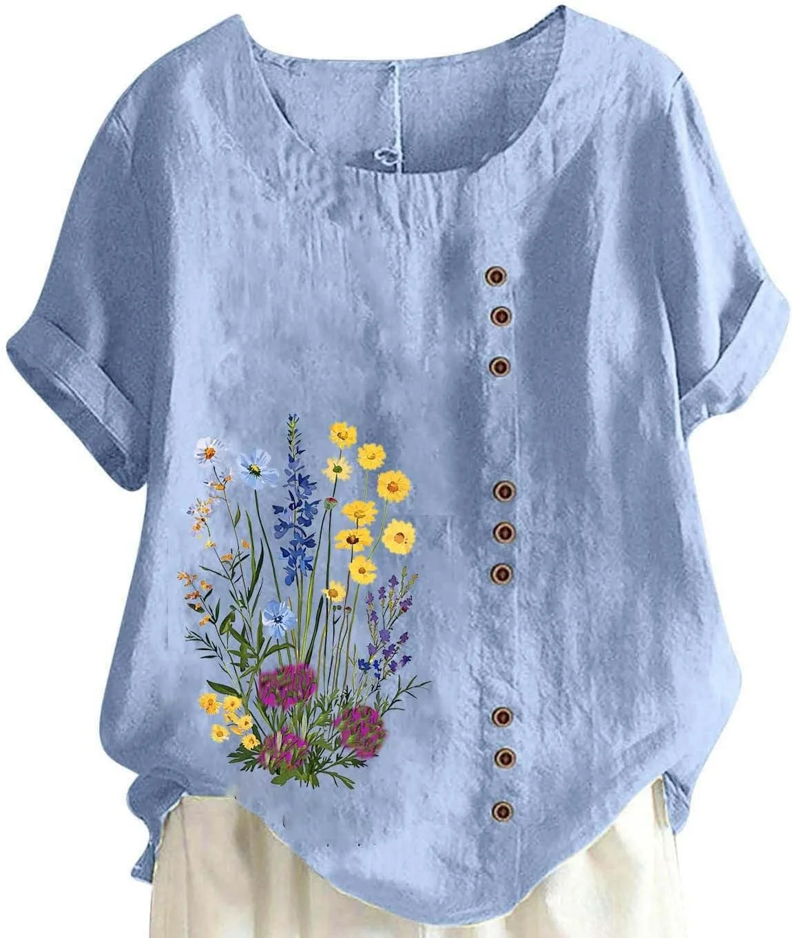 

Льняная блузка для женщин в стиле бохо с цветочным принтом Floleo