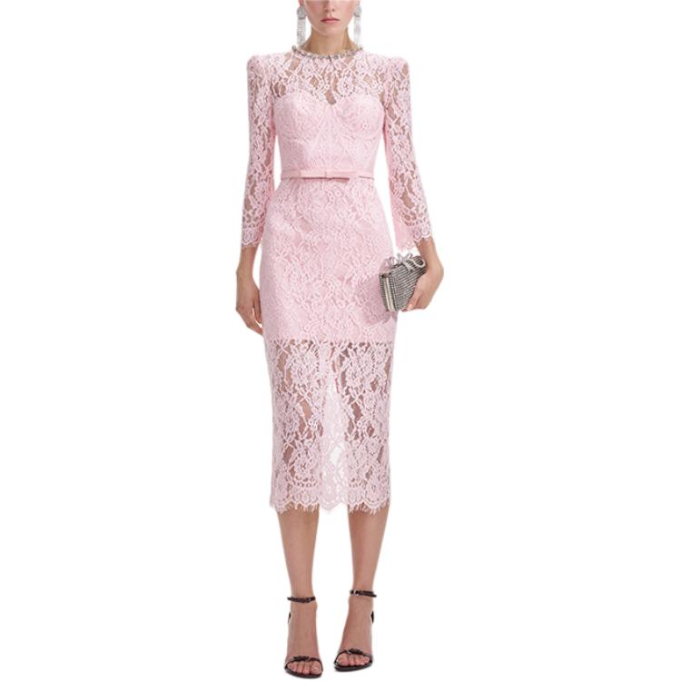 

Self-portrait Женское розовое платье с длинными рукавами Self portrait