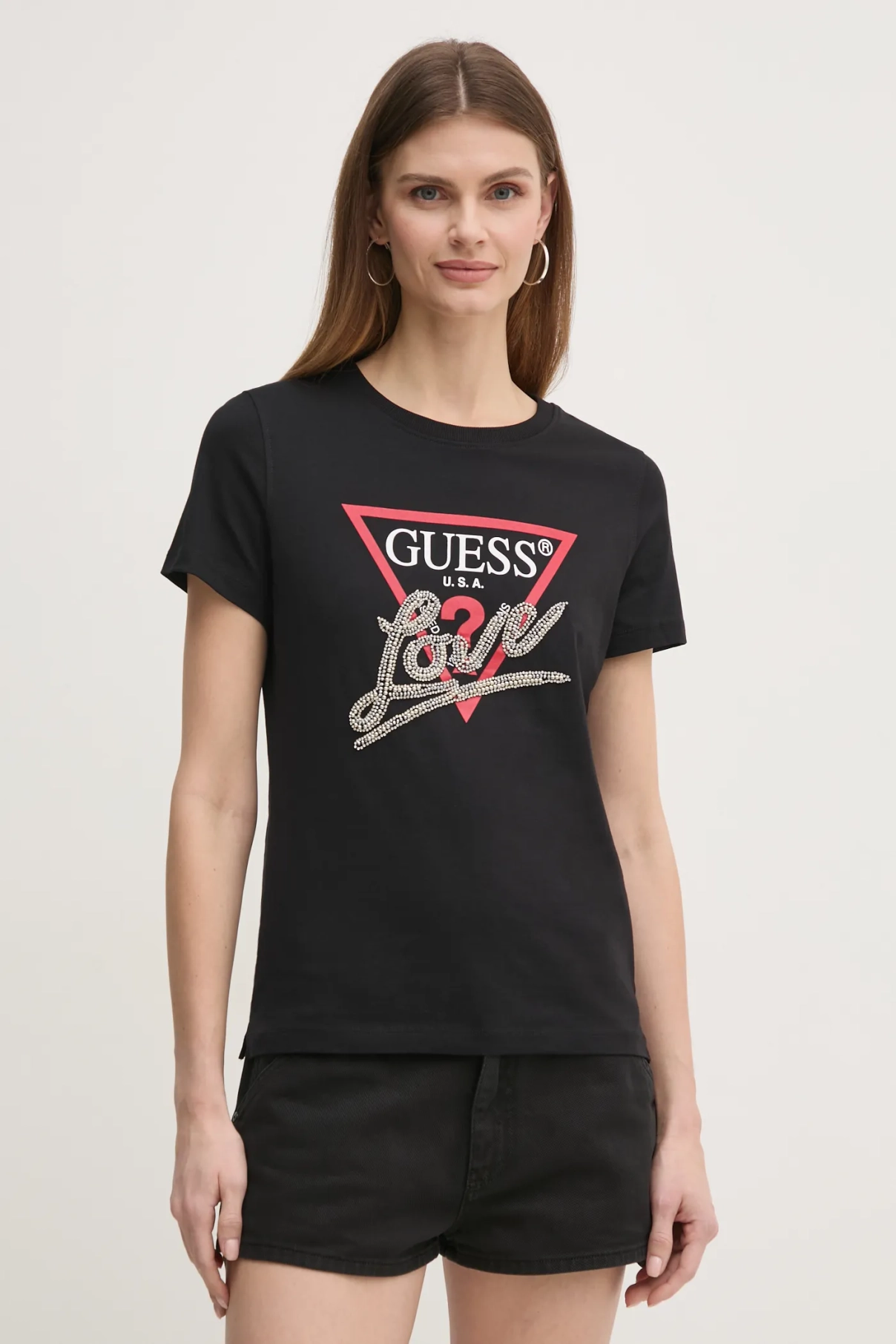 

Хлопковая футболка Guess, черный