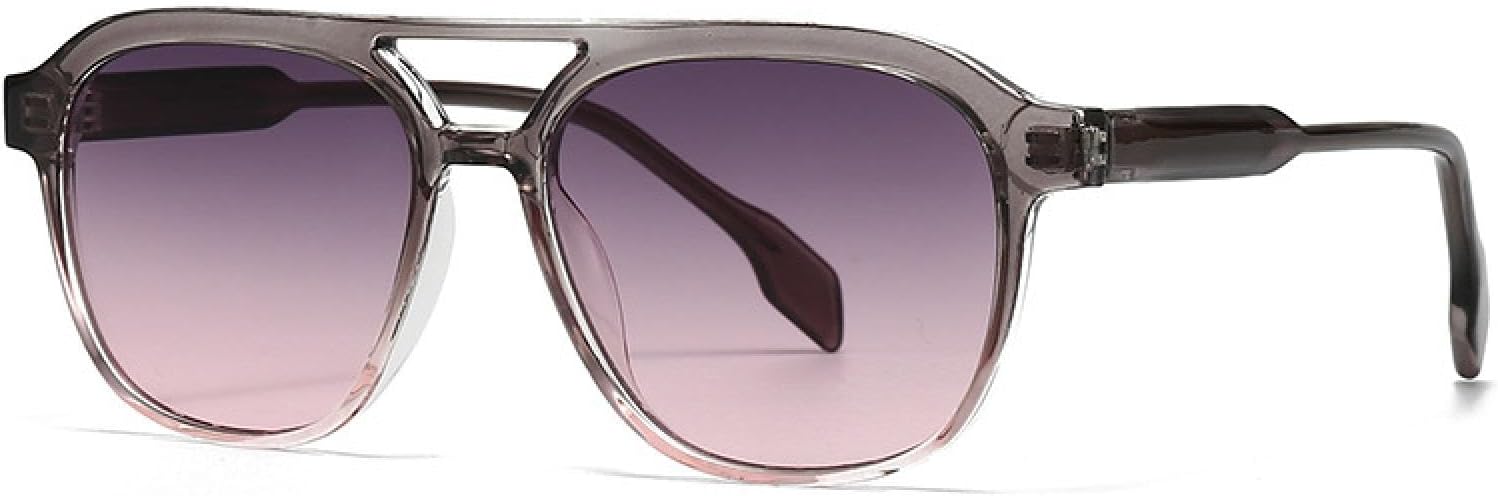 

Модные мужские солнцезащитные очки с двойной перемычкой, роскошные женские солнцезащитные очки в стиле ретро с градиентом цвета чая и защитой от УФ-излучения UV400 TVTBBVV, C6 Gray Gray Purple