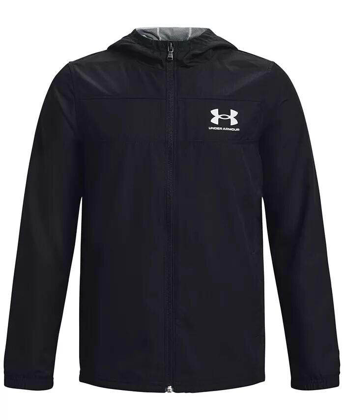 

Ветровка Big Boys Sportstyle с молнией во всю длину и капюшоном Under Armour, черный