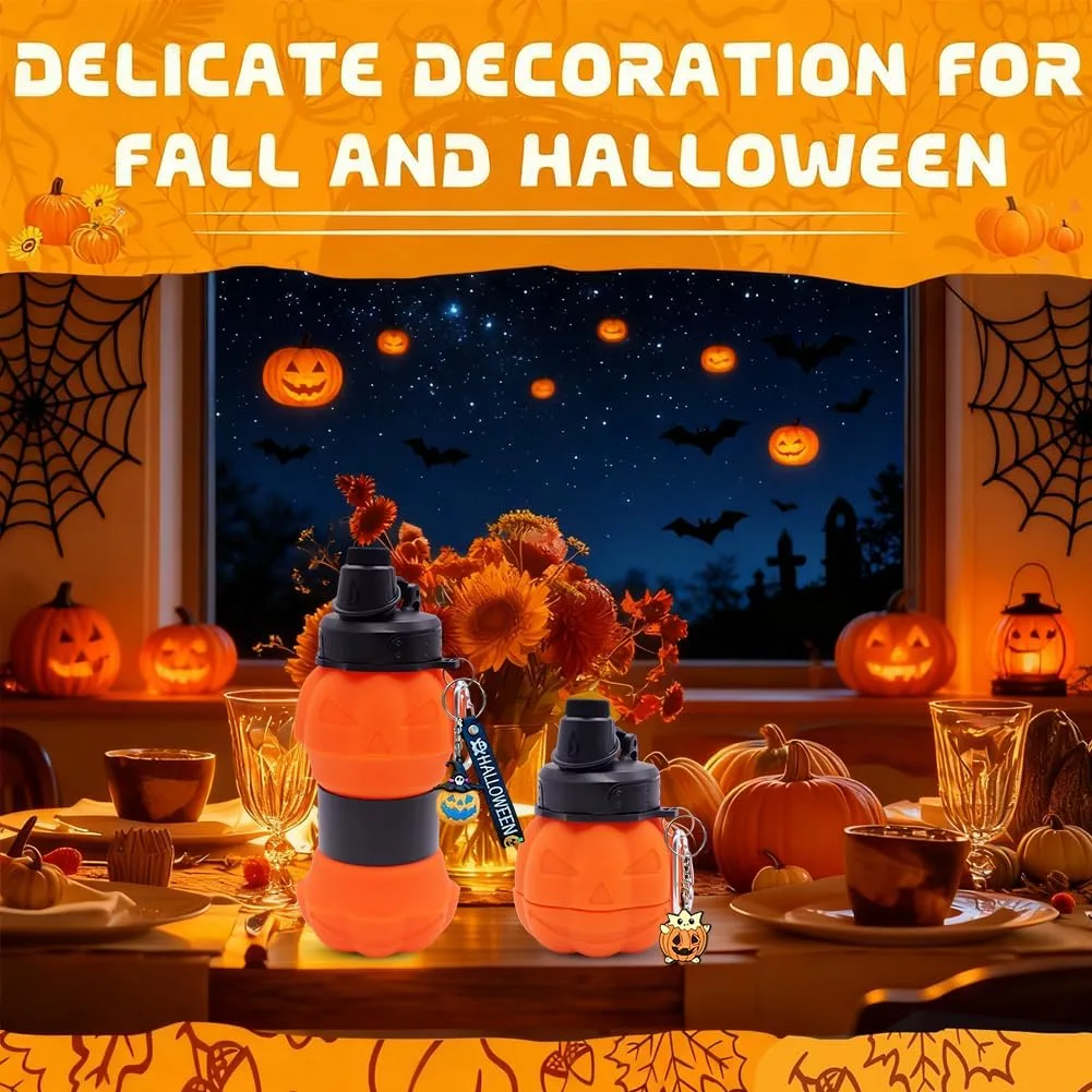 Складная силиконовая питьевая кружка Pumpkin 550 мл с брелоком, бутылка для воды на Хэллоуин OPVXZAD — фото 4