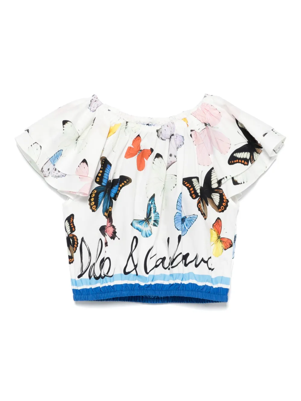 

Поплиновая блузка с принтом Dolce & Gabbana Kids, белый