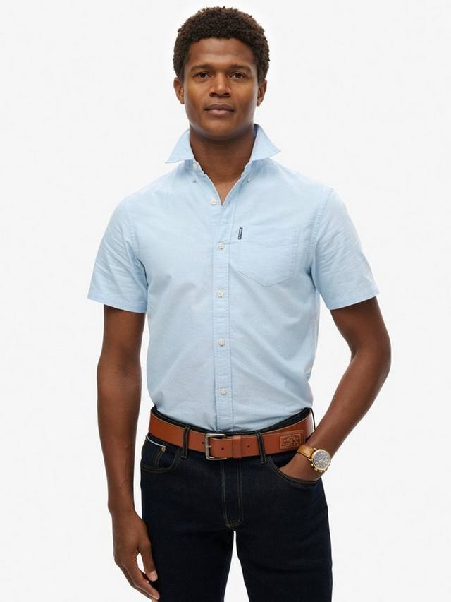 

Оксфордская рубашка с коротким рукавом Superdry, Classic Blue