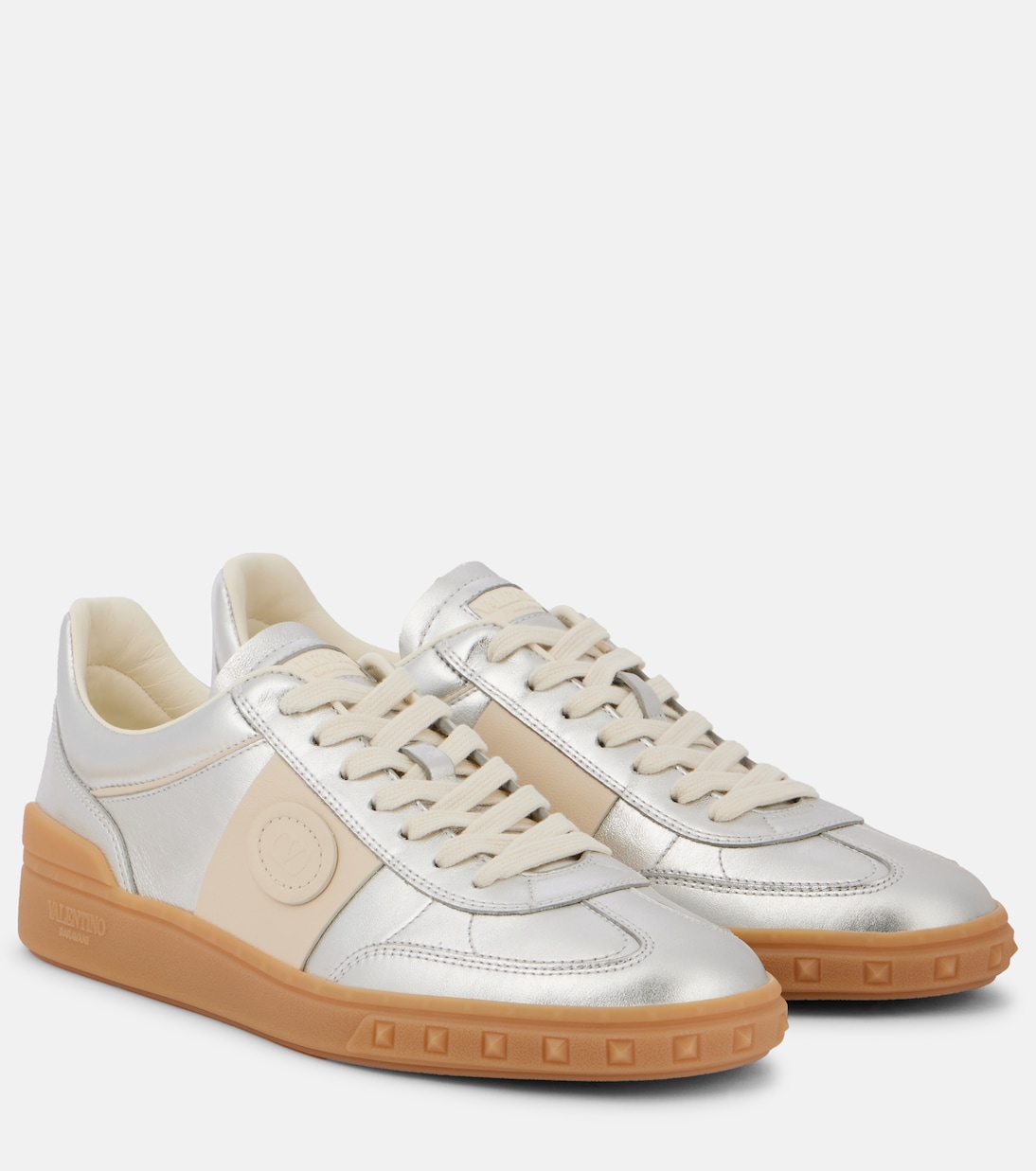 Upvillage VLogo кеды из металлизированной кожи Valentino Garavani, Silver/Glace