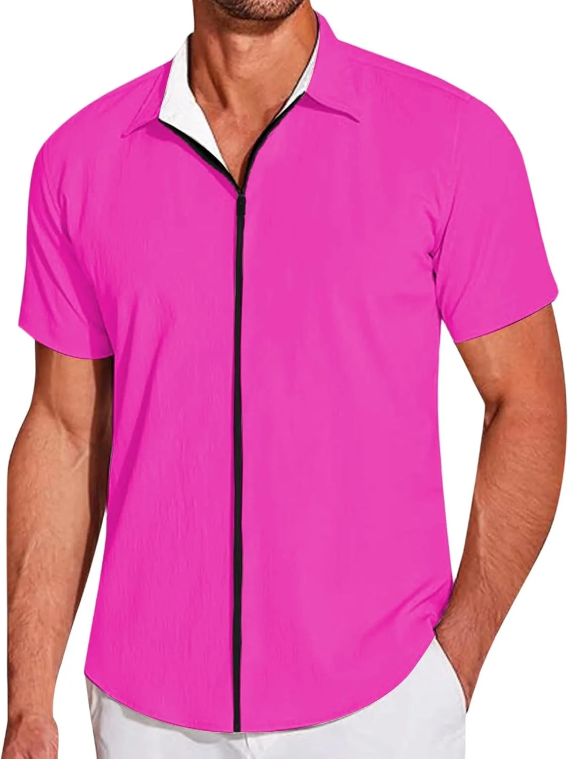 

Футболка с V-образным вырезом и молнией, Casual, Slim Fit XINGJIAARTS