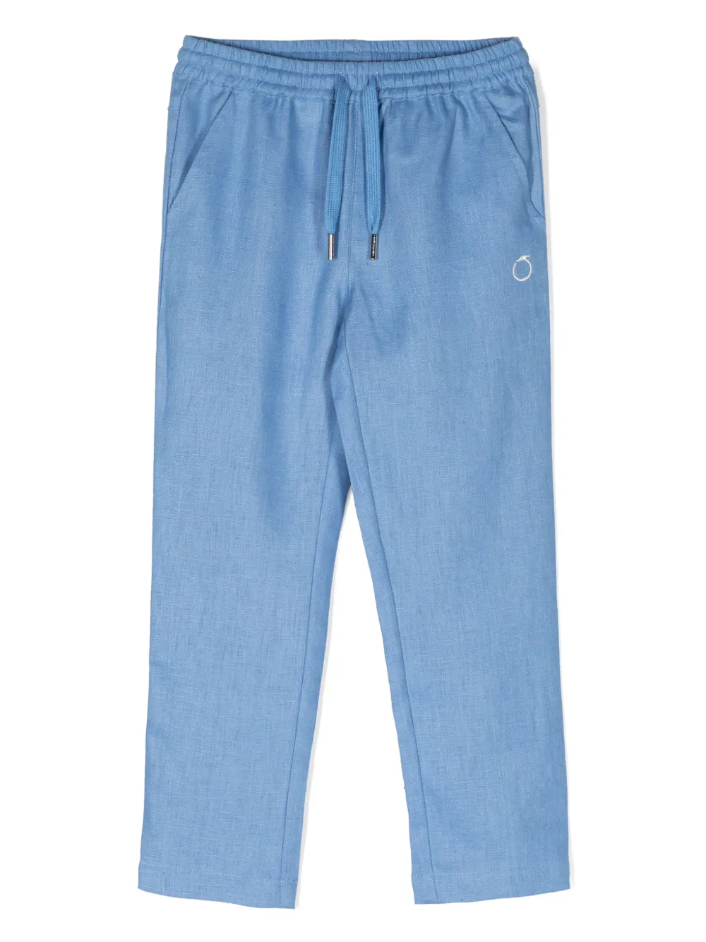 

Льняные брюки с вышитым логотипом TRUSSARDI JUNIOR, синий