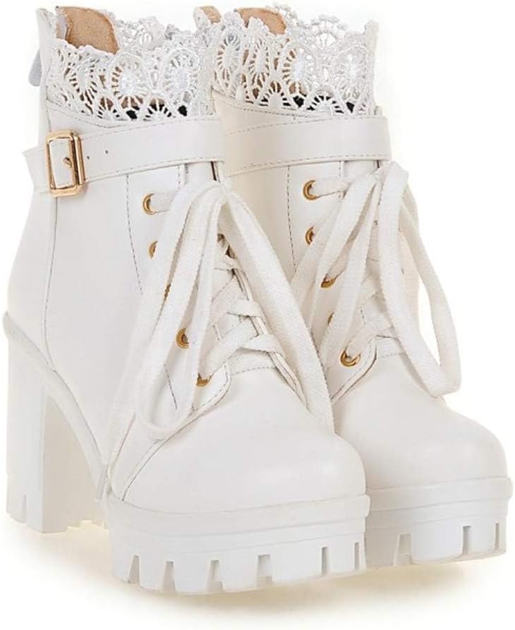 

Женские платформенные боевые ботинки Hbeylia, модные кожаные ботильоны на шнуровке, массивная подошва, кожаные готические ботильоны с антискользящим эффектом, на высоком каблуке, короткие ботинки, белый
