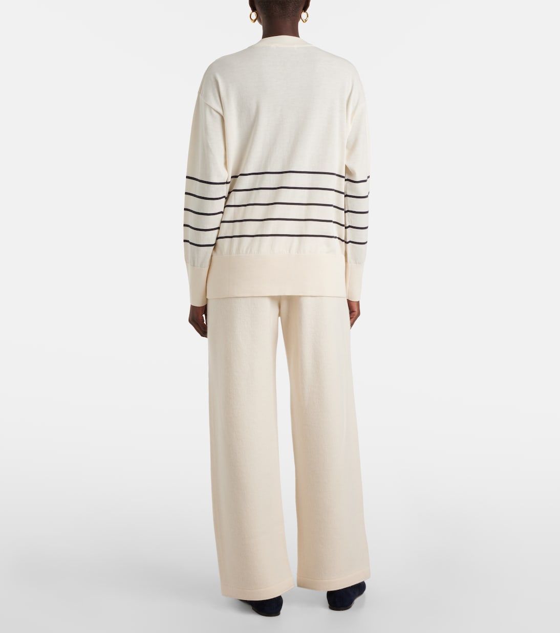 Полосатый свитер Levante из хлопка и шелка Max Mara, Bianco Seta — фото 3