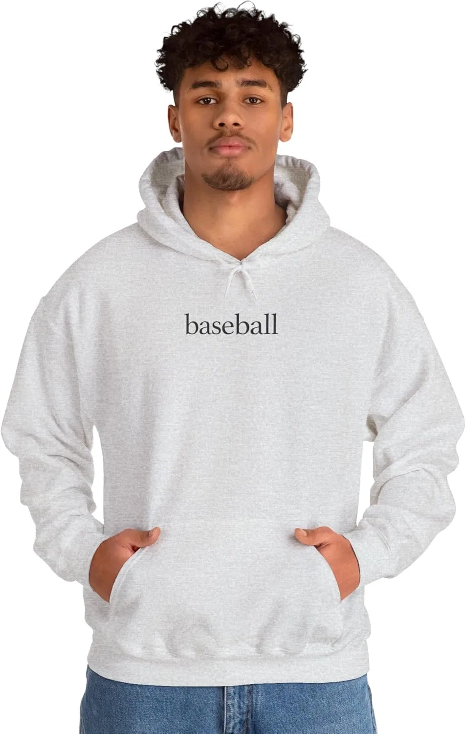 Худи-свитшот с принтом Baseball, утепленный, однополый, цвет Ash — фото 4
