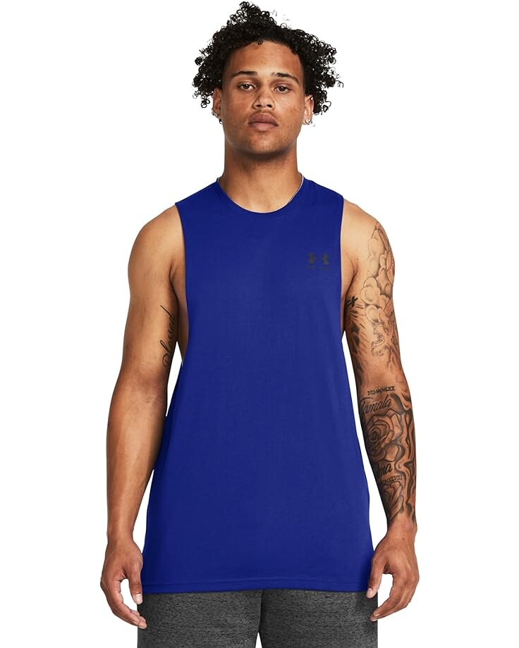 

Майка Under Armour Left Chest Cutoff Tank, цвет Royal/Black