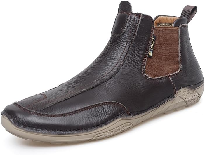 

Мужские кожаные слипоны без шнурков, удобные прогулочные туфли, повседневная обувь для походов на открытом воздухе, дышащие, противоскользящие Soft Time Toy, коричневый