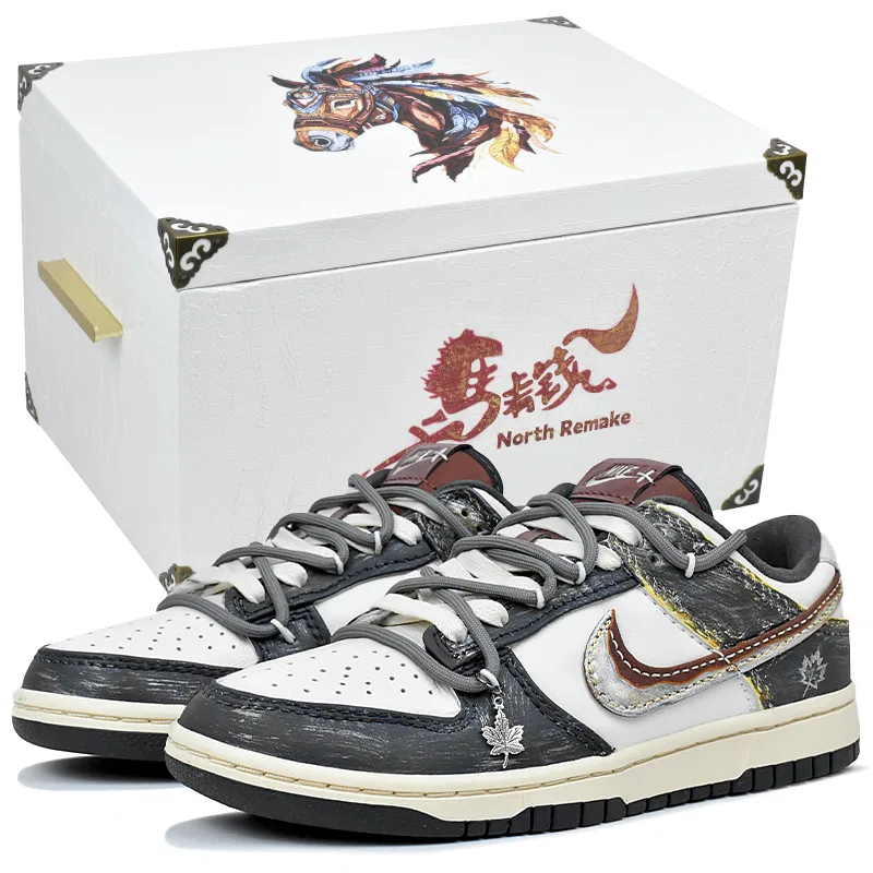 Кроссовки с принтом Nike Dunk Low Oil Paintings Maple Leaf-Gift Box 7 — фото 3