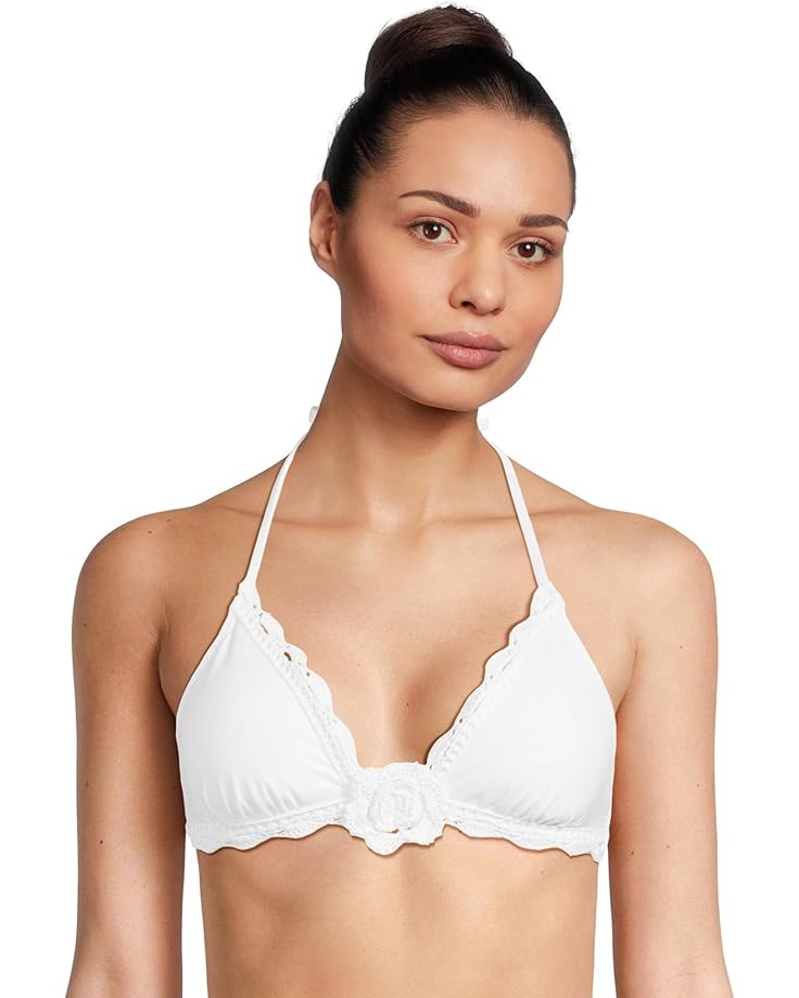 

Пляжный топ BECCA Colette Crochet Flower Halter Top, белый