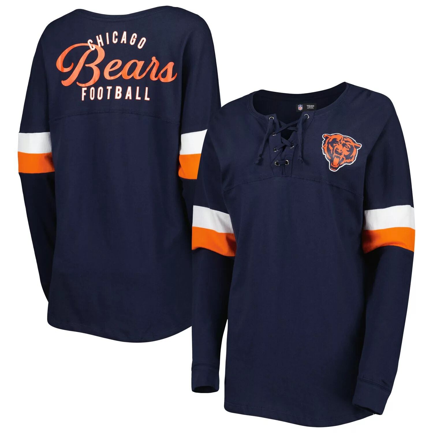 

Женская темно-синяя футболка New Era Chicago Bears Athletic Varsity со шнуровкой и длинными рукавами New Era, Синий, Женская темно-синяя футболка New Era Chicago Bears Athletic Varsity со шнуровкой и длинными рукавами New Era