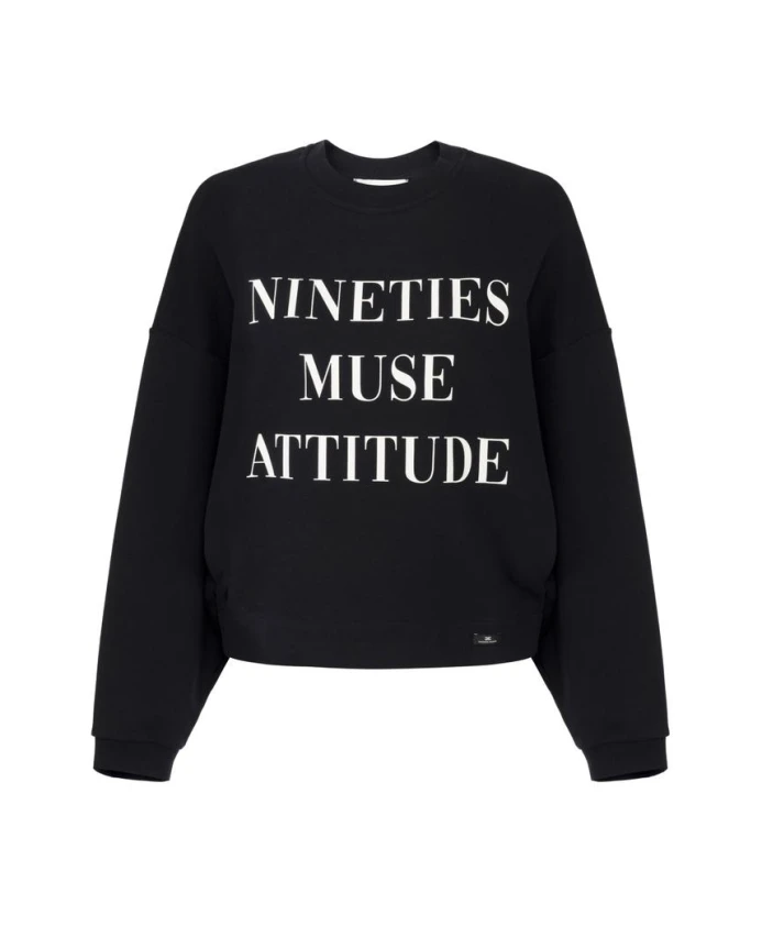 

Хлопковая толстовка с буквенным принтом Elisabetta Franchi, черный