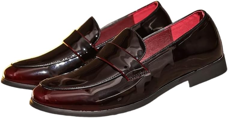 

Мужские кожаные лоферы большого размера - деловые повседневные туфли с однослойной конструкцией и дышащим комфортным дизайном Hoalox, красный