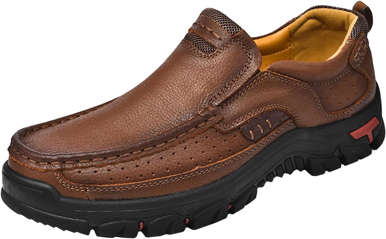 

Мужские удобные лоферы на легком скольжении, широкая посадка, ходовые туфли, легкие, дышащие, комфортные, повседневные кроссовки, водонепроницаемые, нескользящие, для походов Generic, коричневый