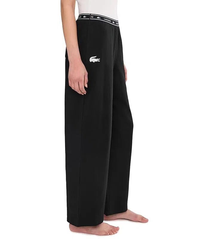 Брюки спортивные Lacoste Soft Fleece Loungewear Pants, Black/White — фото 3