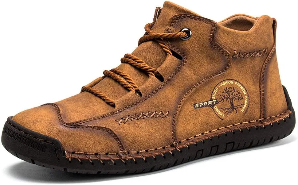 Мужские повседневные ботинки из кожи, Casual Ankle Chukka Boots, коричневый AINIJIA&HOLO